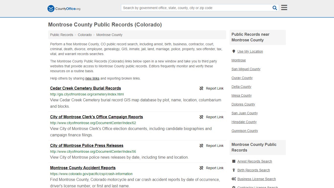 Montrose County Public Records (Colorado) - County Office